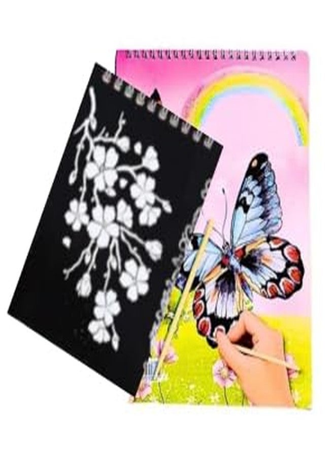 TUKLOZ دفتر خدش TUKLOZ Rainbow Black مع قلم رصاص خشبي، دفتر ملاحظات للرسم بتصاميم متعددة للأطفال - 8 صفحات - رسومات سحرية، فن وحيد القرن، رسم وتلوين. (5.5 × 4 بوصة) - Image 1